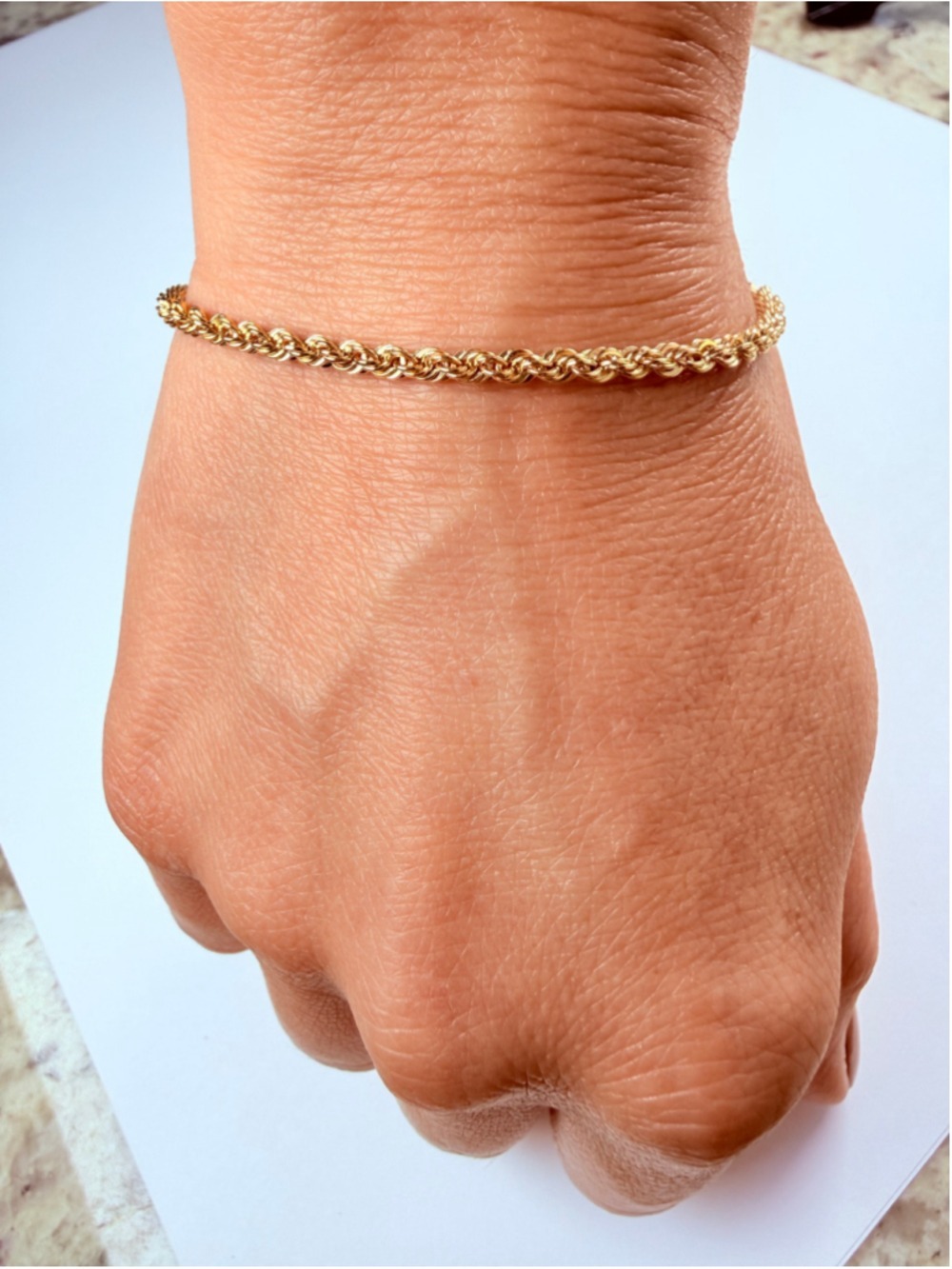 10K Solid Yellow Gold Golden Clef Twisted Rope Chain Bracelet Italy NWT - Picture 3 of 8